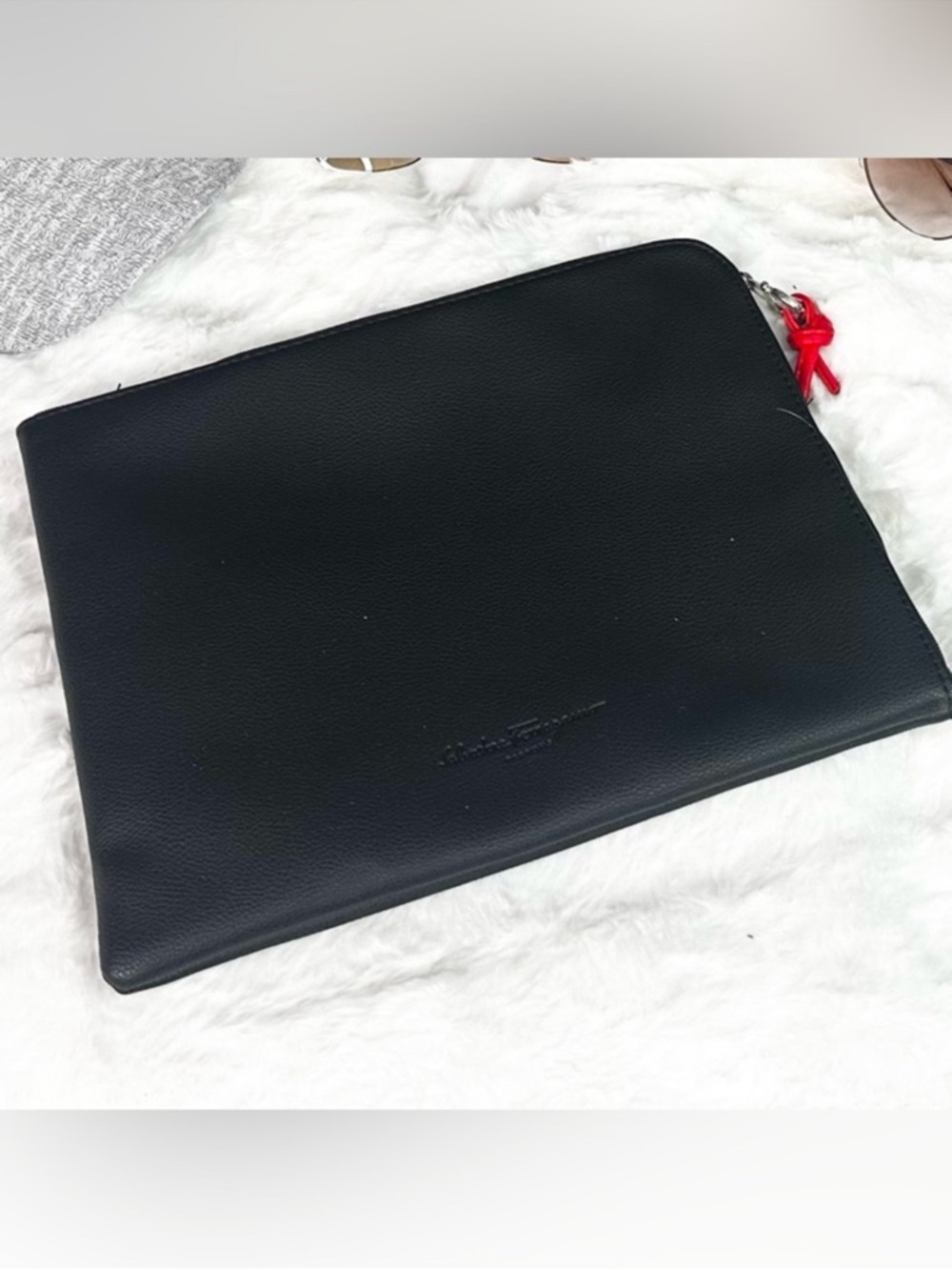 Salvatore Ferragamo Beauty Zip Pouch Black Large Travel NWOT